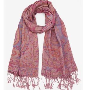 Sam Well Cashmere Pashmina Paisley Pink Shawl Wrap
